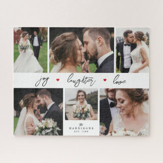 Quebra-cabeça Colagem de Fotos de Recém-Casados Simples e Elegan