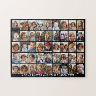 Quebra-cabeça Colagem de Fotos em Grid 45 com Texto - preto