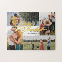 Colagem de Fotos Feliz Navidad Dourada de Natal