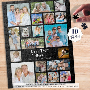 Quebra-cabeça Colagem de Fotos Moderna 19 Preto Personalizado