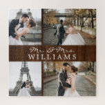 Quebra-cabeça Colagem de Fotos Moderna Novas Casas Monograma Mad<br><div class="desc">Comemore seu casamento recente com estas 4 fotos,  monograma.</div>