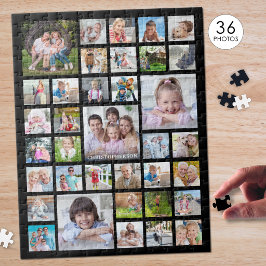 Quebra-cabeça Colagem de Fotos Nome ou Título da Família Preto
