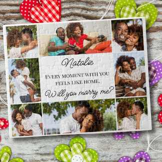 Quebra-cabeça Colagem de Fotos Personalizada 8 Você Quer Casar C