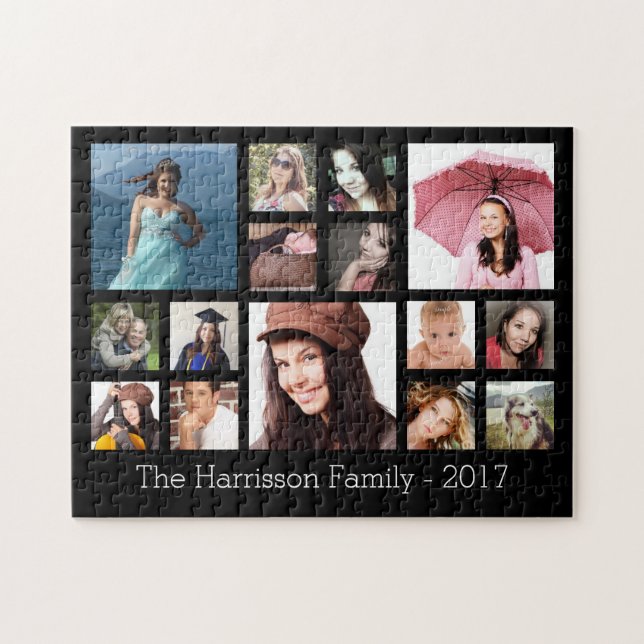 Quebra-cabeça Colagem de Fotos Personalizada da Família (Horizontal)