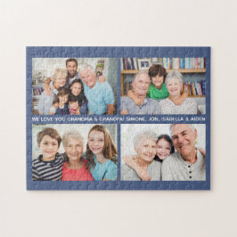 Quebra-cabeça Colagem de Fotos Personalizada da Família 4 Texto 