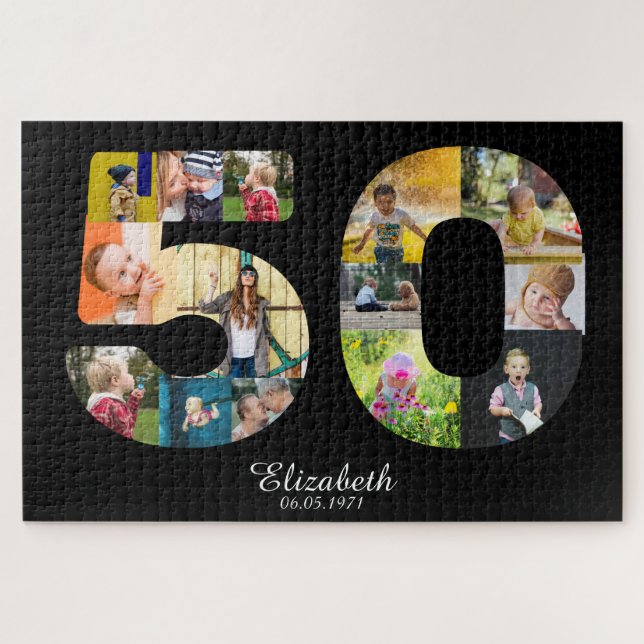 Quebra-cabeça Colagem de Fotos Personalizada de 50 Anos 14 Image (Horizontal)