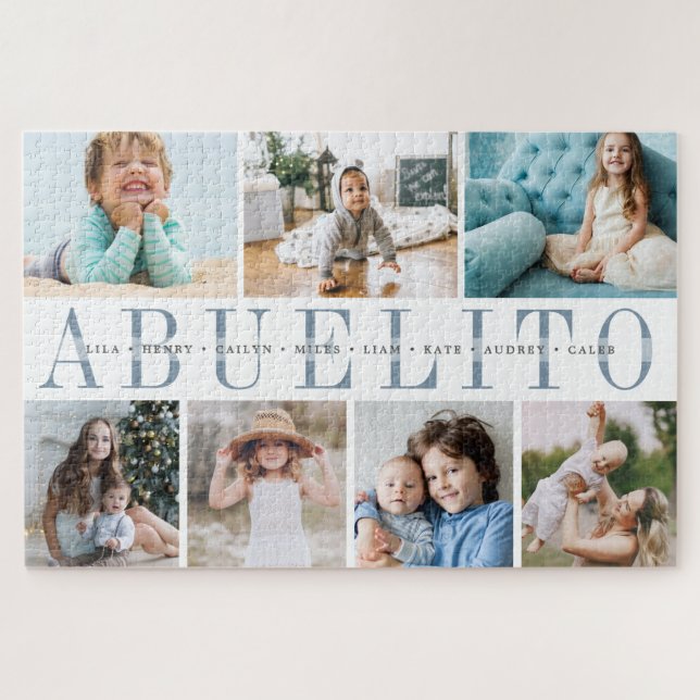 Quebra-cabeça Colagem de Fotos Personalizada de Netos Abuelito (Horizontal)