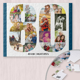 Quebra-cabeça Colagem de Fotos Personalizada do Número de Aniver