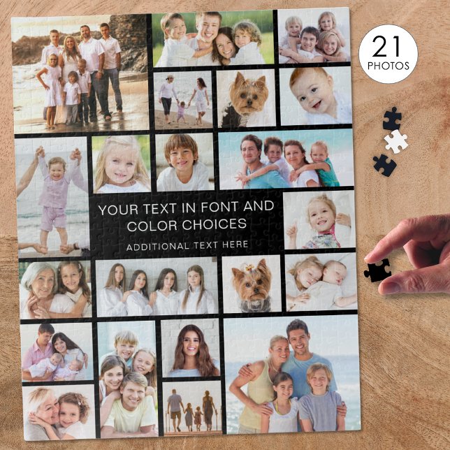 Quebra-cabeça Colagem de Fotos Personalizada Preta 21 (Criador carregado)