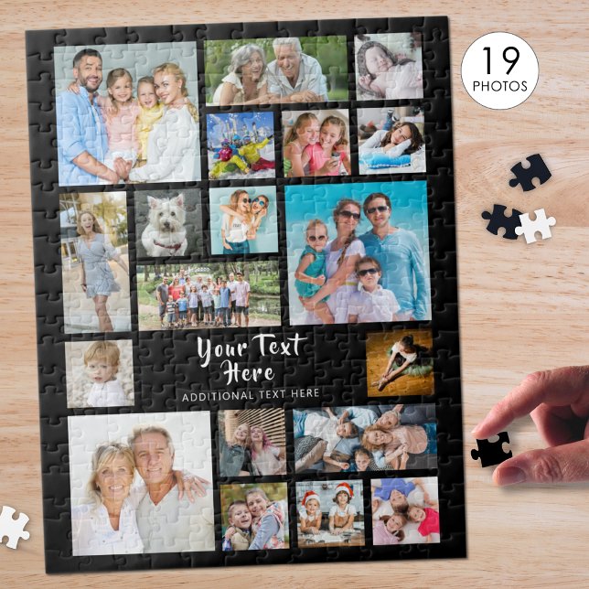Quebra-cabeça Colagem de Fotos Personalizada Preta Moderna 19 (Criador carregado)