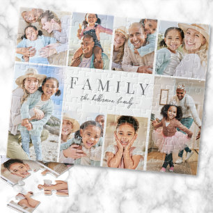 Quebra-cabeça Colagem de Fotos Personalizadas com Nome da Famíli
