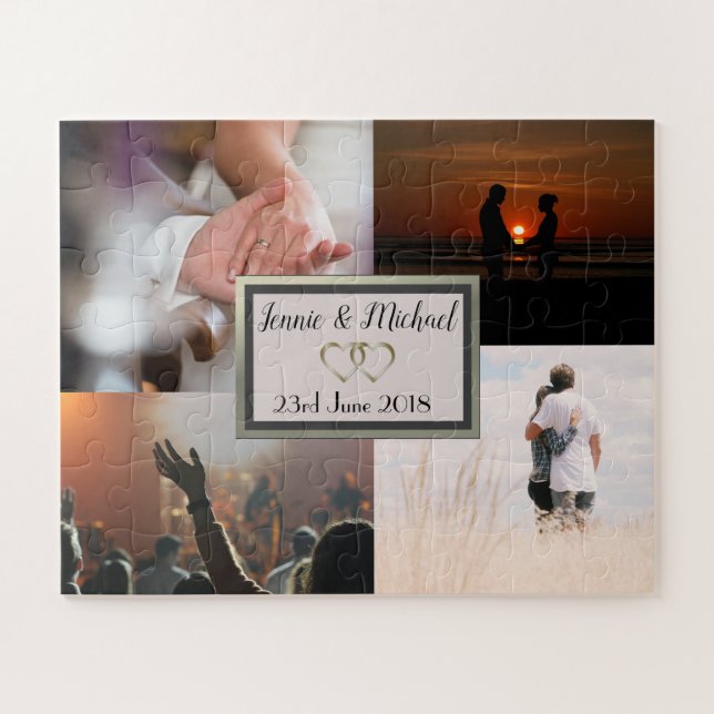 Quebra-cabeça Colagem de Fotos Personalizadas Tema Casamento (Horizontal)