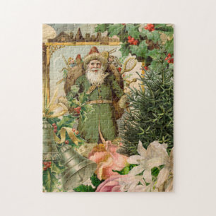 Quebra-cabeça Colagem de Natal do Papai Noel Verde do Velho Mund