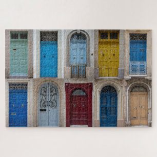 Quebra-cabeça Colagem de portas frontais coloridas