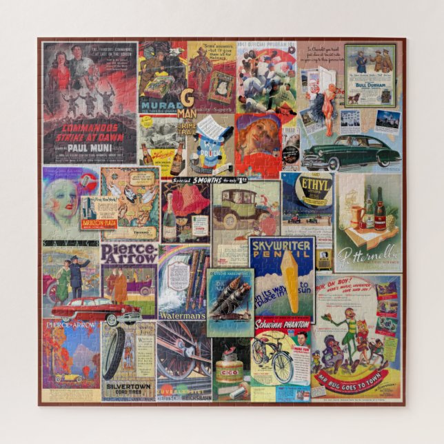 QUEBRA-CABEÇA COLAGEM DE PUBLICIDADE VINTAGEM, EMBALADA! (Vertical)