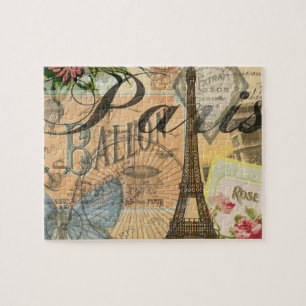 Quebra-cabeça Colagem de Viagens vintage de Paris França