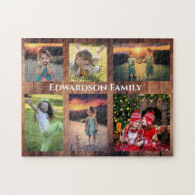 Colagem familiar 6 fotos e nome da família