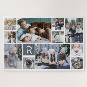 Quebra-cabeça Colagem Fotográfica Familiar Monogrammed White 11