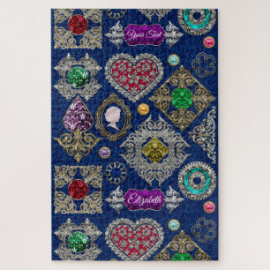 Quebra-cabeça Colagem lindo de pedra preciosa do broche da jóia