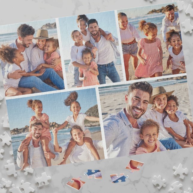 Quebra-cabeça Colagem Personalizada de 5 Fotos (Personalized 5 Photo Collage Jigsaw Puzzle)