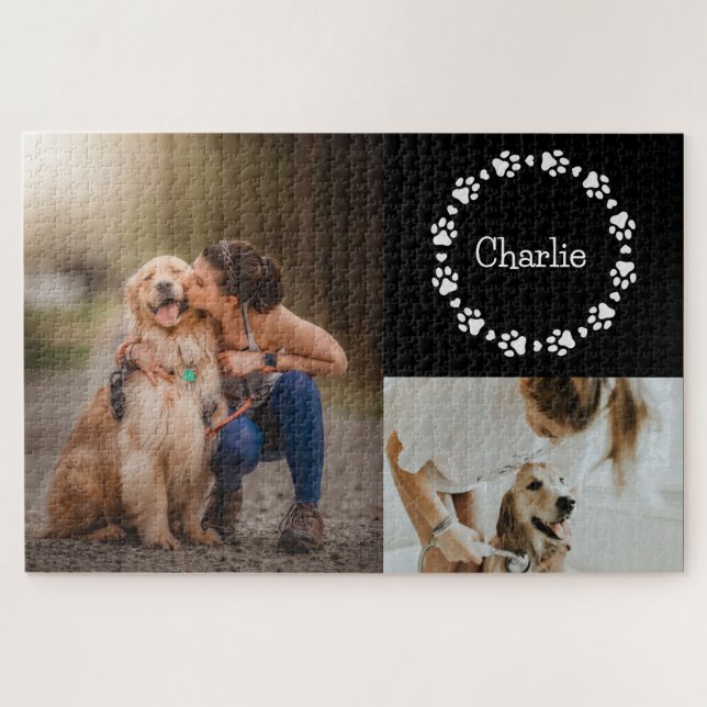 Quebra-cabeça Colagem Personalizada de Fotografias de Cão Impres (Horizontal)