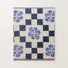 Quebra-cabeça Colcha azul e branca