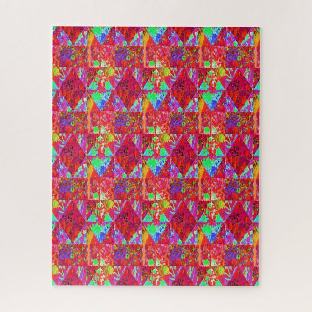Quebra-cabeça Colcha Colorida de Jardim com Hortênsia Vermelha (Vertical)