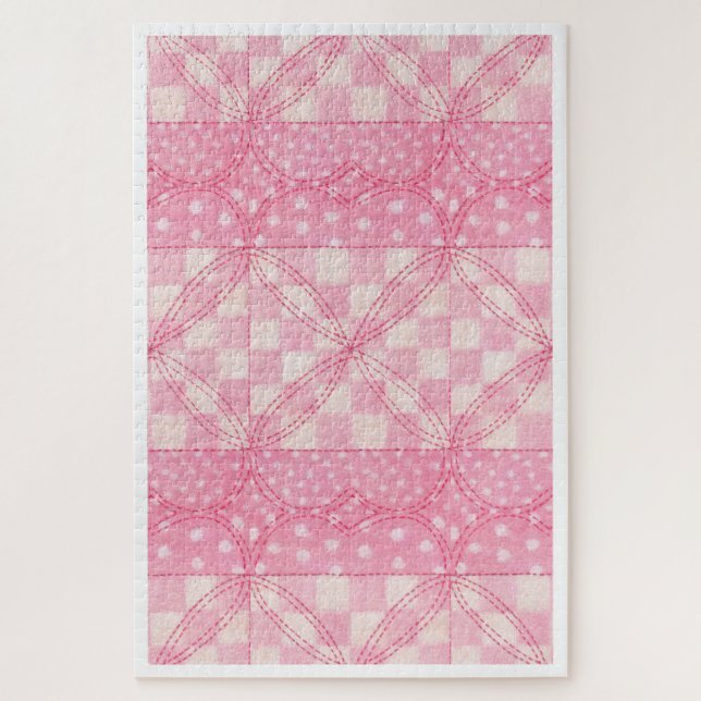 Quebra-cabeça COLCHA DE CORAÇÃO ROSA 20x30 Puzzle (Vertical)