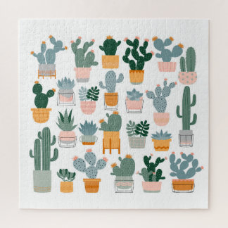 Quebra-cabeça Coleção de Cactus em Design de Pote
