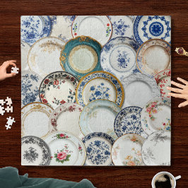 Quebra-cabeça Coleção de Pratos de Porcelana Decorativos Arte