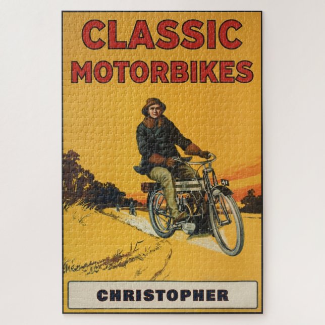Quebra-cabeça Colecionador de Motocicletas Clássicas Personaliza (Vertical)