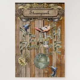 Quebra-cabeça Coleções de Elementos Gráficos Steampunk em madeir