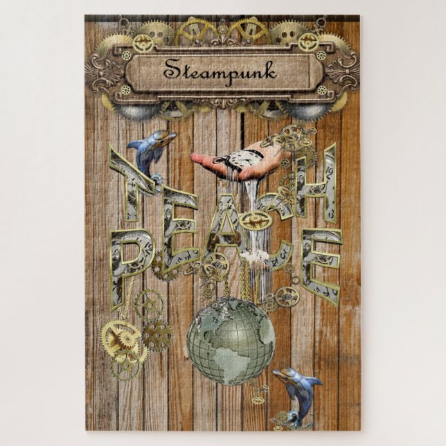 Quebra-cabeça Coleções de Elementos Gráficos Steampunk em madeir (Vertical)
