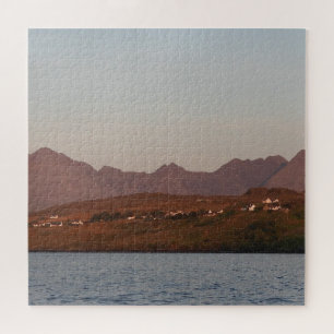 Quebra-cabeça Colinas Cuillin ao pôr do sol vermelho Ilha de Sky