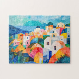 Quebra-cabeça Colinas de Santorini em Tons Abstratos