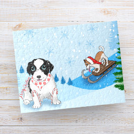 Quebra-cabeça Collies Fronteiriços Têm Um Feriado De Inverno