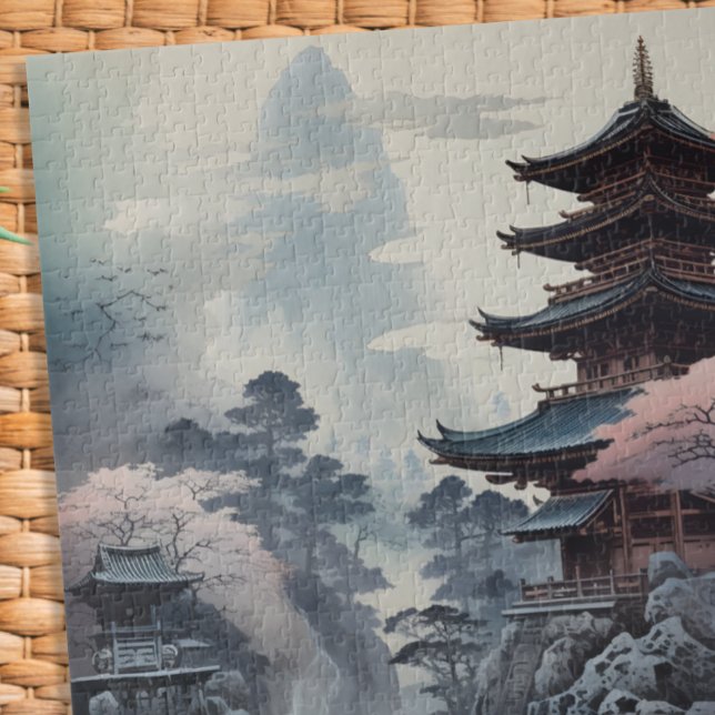 Quebra-cabeça Coloração tradicional no templo japonês (Criador carregado)
