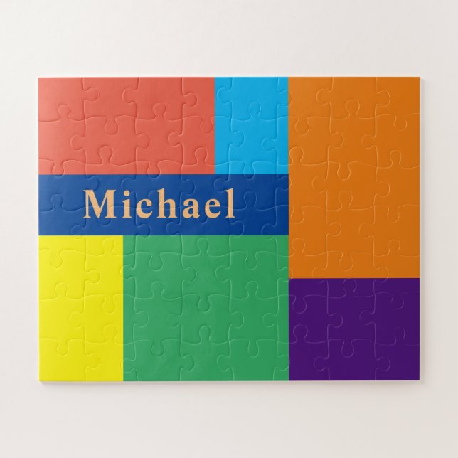 Quebra-cabeça ColorBlocks com Nome, Pcs 16"x20" Sobredimensionad (Horizontal)