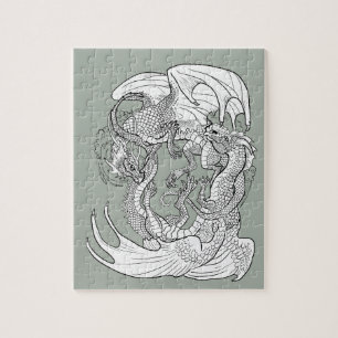 Quebra-cabeça Colore seus próprios dragões entrelaçados