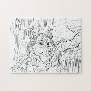 Quebra-cabeça Colore Sua Própria Arte Da Caverna Do Lobo