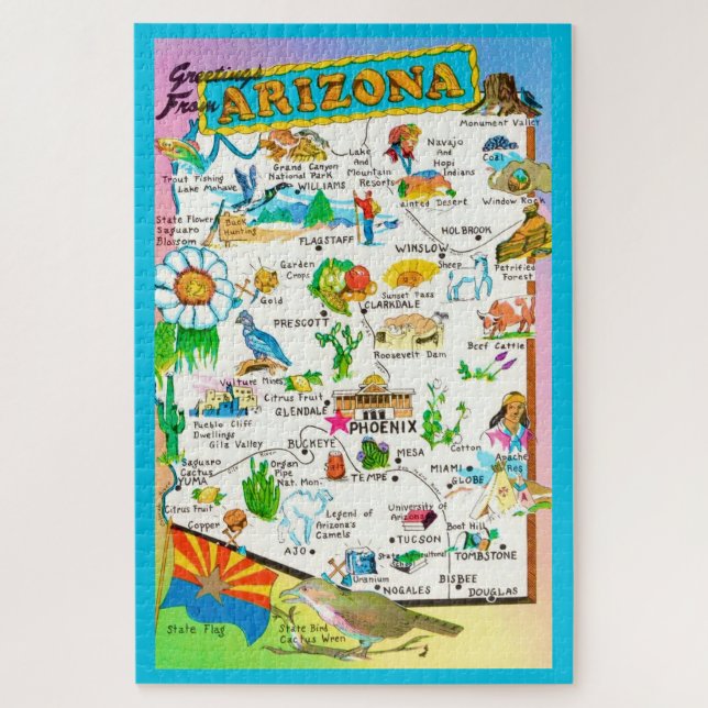 Quebra-cabeça Colorful Arizona Map 20x30 Jigsaw Puzzle (Vertical)