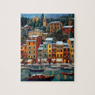 Quebra-cabeça Colorful European Village Puzzle – Winter holiday