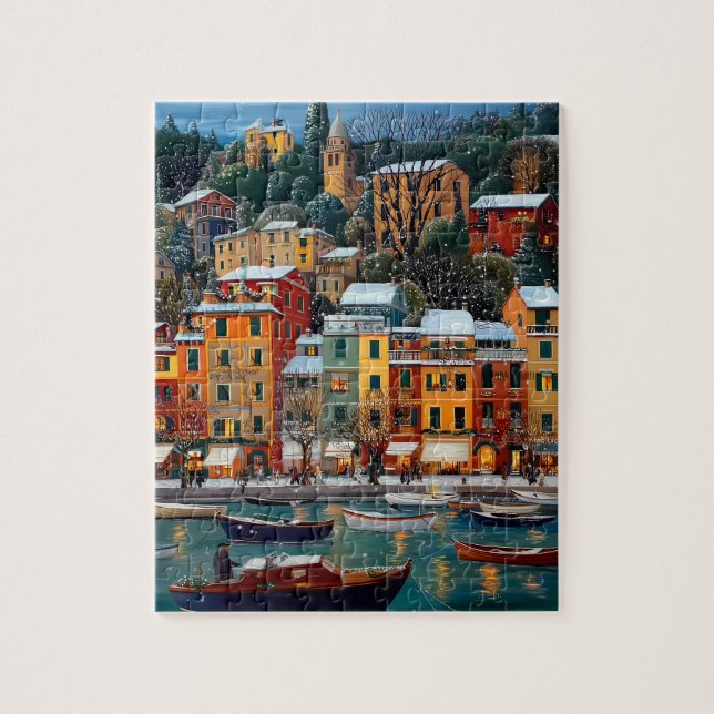 Quebra-cabeça Colorful European Village Puzzle – Winter holiday (Vertical)