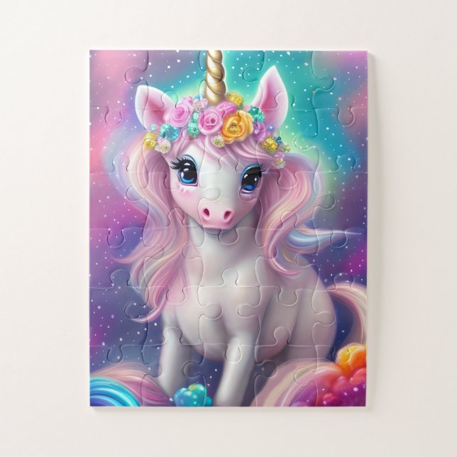 Quebra-cabeça Colorful Fantasy Kawaii Unicorn (Vertical)
