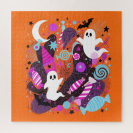 Quebra-cabeça Colorful Halloween Ghosts and Candy