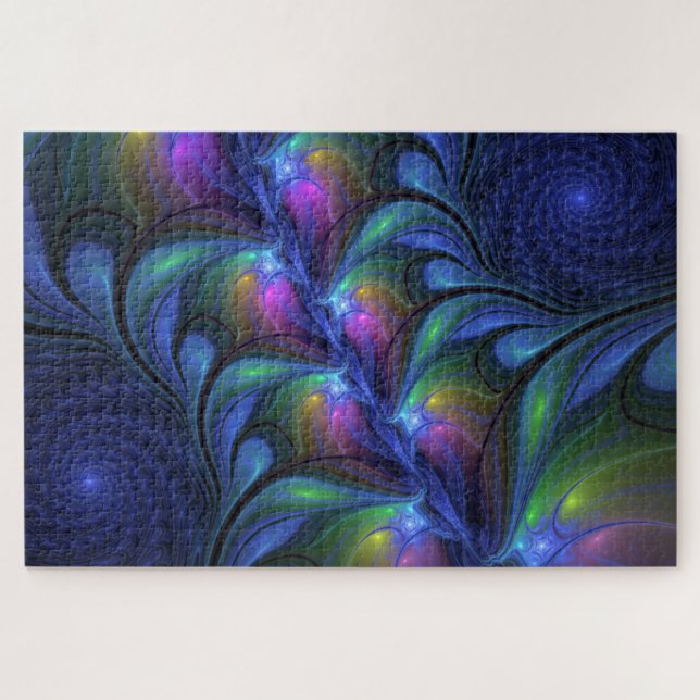 Quebra-cabeça Colorful Luminous Abstract Blue Pink Green Fractal (Horizontal)