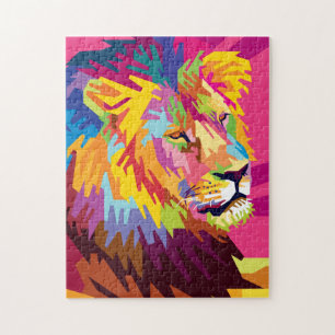 Quebra-cabeça Colorful Pop Art Lion Portrait