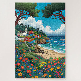 Quebra-cabeça Colorful Seaside Village Jigsaw Puzzle
