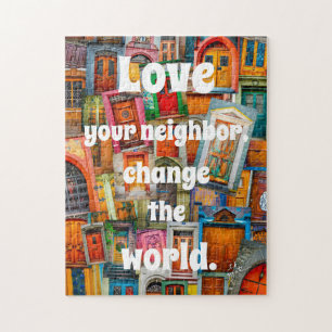Quebra-cabeça Colorida Amor Com A Colagem De Portas De Vintage D