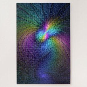 Quebra-cabeça Colorida Com Arte Fractal Abstrato Moderna Azul